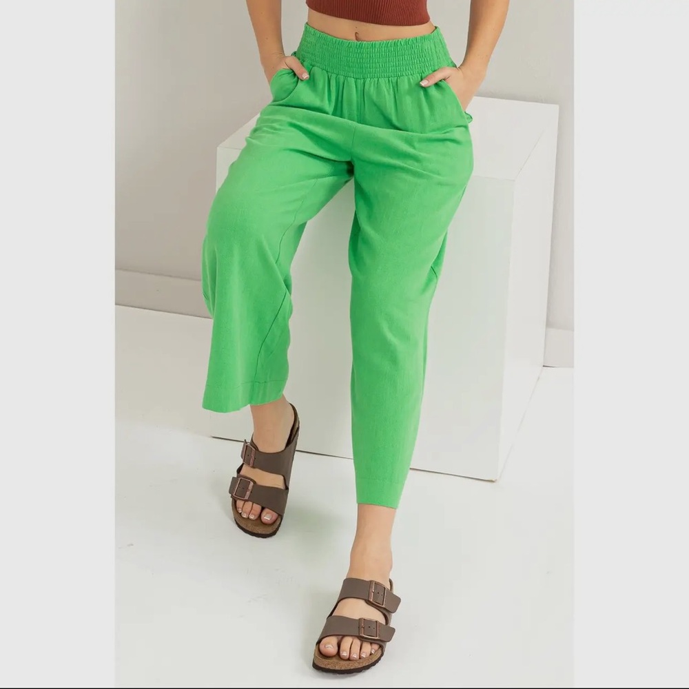 Boho Linen Blend Wide Leg Pants